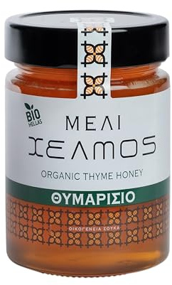 Helmos Miel de Thym Grec Biologique 450 g | Arômes floraux méditerranéens puissants, parfum authentique et goût délicatement herbacé