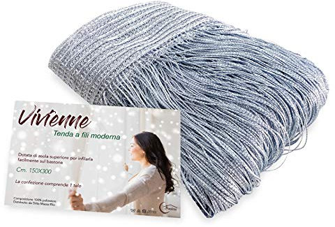 Cortina de hilos Vivienne para puerta 150 x 300 cm color liso gris