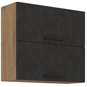 Kuechen-preisbombe Vigo Hängeschrank 80 cm Eiche Lancelot Matera Grau Küchenzeile Küchenblock Küche