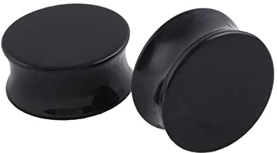 Beydodo Ecarteur 18mm, Écarteur d Oreilles Acrylique 2 Pièces Oreille Tunnel Forme Ronde Noire