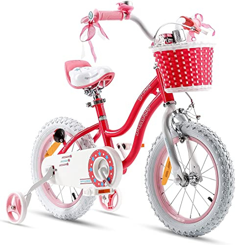 RoyalBaby Stargirl Kinderfahrrad Mädchen Fahrrad Hand- und Rücktrittbremse 12 Zoll ab Jahre Kinder Fahrrad Rosa