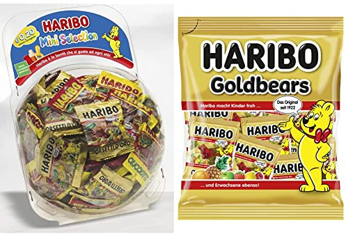 Haribo Mini Selection, Caramelle Gommose, Gusto Frutta, Ideali per Feste - 150 Bustine Da 12gr [1800gr] & Orsetti D'Oro Multipack, 21 Mini Bustine Da 12gr, Caramelle Gommose, Gusto Frutta