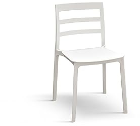 PAZZO DESIGN Sedia Luca, Set Da 4, Bianco, Sedie Polipropilene, Sedia Cucina, Sedie Sala Da Pranzo, Sedie Giardino, Impilabili - id_1963