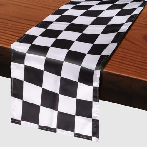 Runner da tavolo, motivo a quadri, colore nero e bianco, rettangolare, moderno, per casa, cucina, caffetteria, ristorante, casa colonica, decorazione per feste, 30 x 275 cm