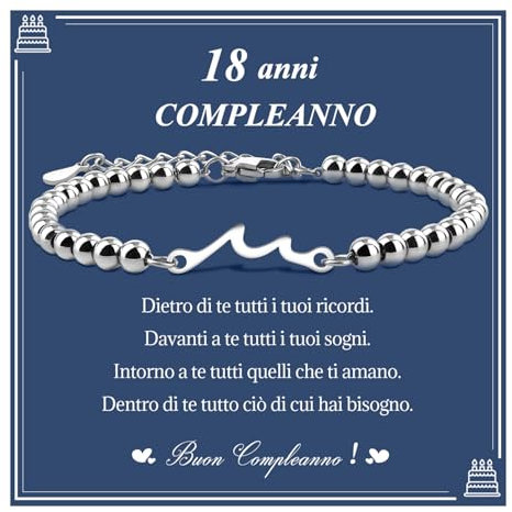 SUNSH 18. Geburtstag Geschenk, Geburtstagsarmband, Geschenk Für Frauen, Armband Für Mädchen, Geschenk Für Tochter/Enkelin/Nichte/Freundin/Schwester, Wellenarmband-Ermutigungsgeschenk