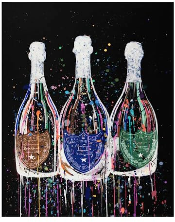 SHINERING Bottiglia Di Champagne Dipinto Su Tela Pop Art Colorato Poster E Stampe Nordic Wall Art Immagini Su Tela Modern Living Room Decor A1 60X80Cm Senza Telaio
