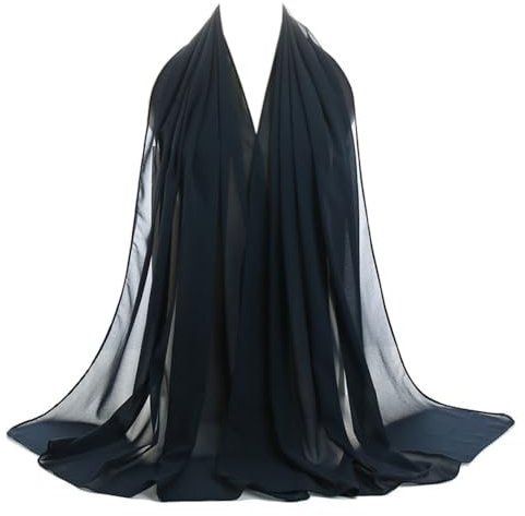 Wambere 1 Stück 180 x 72 cm Damen Halstuch,Sommer,Schal Festliche Stola,Chiffon Scarf,Tücher,Schultertuch,Langer Schal,Mullschal,für Abendkleider Braut Festlich Sommer Hochzeits,Dunkelblau