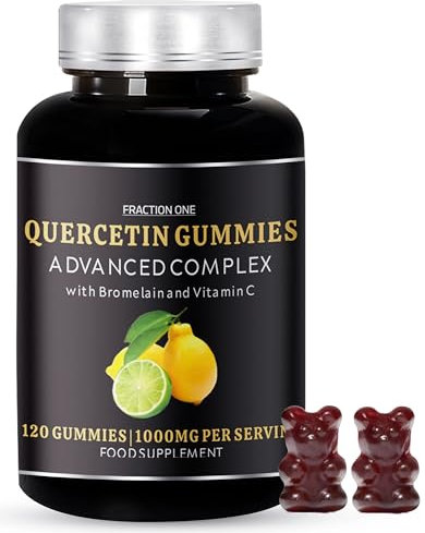 Fraction One Quercetin Gummies – 120 Gummies – 1000 mg per Serving, Enhanced with Bromelain and Vitamin C – Antioxidant Quercetin Supplement for Immune Support – Sugar Free & Vegan – 60 Days Supply