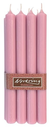 Nordring 8 Stabkerzen Rustik antikrosa 2,2 x 25 cm hoch durchgefärbt RAL-zertifiziert
