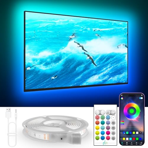 KANTUTOE LED TV Hintergrundbeleuchtung, 6m TV LED Streifen für 65-85 Zoll TV, RGB Led TV Lichter mit Musik Sync, Bluetooth APP & Fernsteuerung Lichtstreifen für Zimmer (19.68ft)