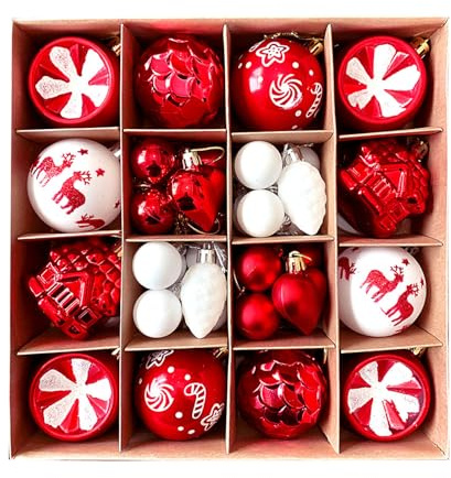 6 Cm Große Weihnachtskugel-Ornament, Bemaltes, Galvanisiertes Kunststoff-Weihnachtsbaum-Dekorationskugel-Set mit Verschiedenen Designs für die Festival-Dekoration Im Innenbereich