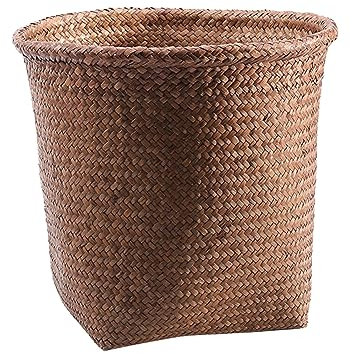 BKSCAYXS Waste Bin - Woven Waste Paper Basket for Bedroom,Kitchen,Bathroom or Office - Seagrass Trash Can - Versatile Wastebasket for Garbage and Rubbish