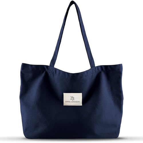 Emma Jonasson Jutebeutel mit Reißverschluss und Innentasche - Stilvoller Shopper Damen - Einkaufstasche mit langem Henkel - perfekte Tasche als Tote bag, Stofftasche