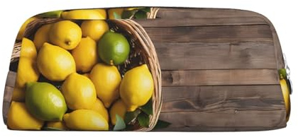 ASPOIJHN One Basket Lemons vielseitiges Leder-Federmäppchen, stilvolle Aufbewahrungstasche für Schule, Büro, Schreibwaren, Kosmetiktasche, Münzen-Organizer, silber, Einheitsgröße, Krawattenetui
