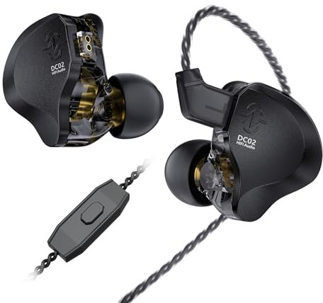 keephifi CCZ DC02 Cuffie IEM Gaming con Microfono,Doppio Circuito Magnetico DD In Ear Monitor,Copertura In Metallo Satinato,Diaframma Composito In PU+PET Auricolari per Cantanti,Musicisti