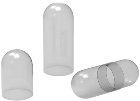 Pure Capsules® Size 00 Clear Body Top Separated Empty Gelatin Capsules - Hard Pill Capsules Self Fill, Size 00 Two Pieces Separated Capsule, Kosher Certified Empty Pill Capsules - BSE Free (100)