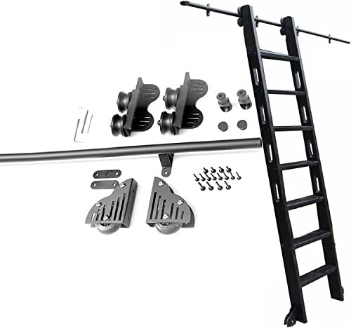 3.3-20ft Sliding Door Kit, Concealed Sliding Stair Hardware Bookshelf Kit Sliding Stair Hardware Kit Rail/Round Rail with Roller Wheels for Floor (Without