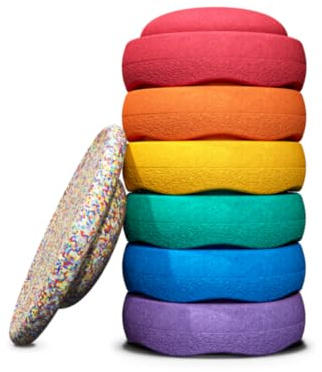 Stapelstein® – Rainbow I Balanciersteine für Kinder I 6 Farbenfrohes Motorikspielzeug – Für drinnen & draußen – Bewegungsspiel – Stapelspiel ab 1 Jahr
