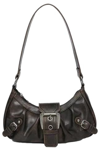 Women's Y2K Purse Shoulder Bag Top Handle Handbag Small Punk Hobo Clutch Purses Bags Trendy,Coffee