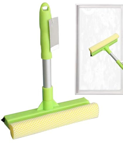 Glass Wiper for Window - Rubber & Sponge, Auto Glass Cleaning Squeegee | 11in Wide, Streak- Cleaning, Non-Slip Handle for Easy Grip, Multi-Purpose Window Scraper Bathroom Mirror