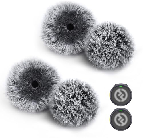 4-Pack Windscreen for Hollyland Lark M2 Wireless Microphone Transmitters - Furry Microphone Wind Muff Deadcat Foam Cover, Gray