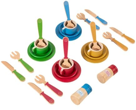 EHJRE Place de Bois en Bois et Cuisine Assiette pour Les Jeunes Filles 3 4 5 Ans