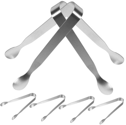Alipis Lot de 6 Pinces à Glaçons en Acier Inoxydable Petites Pinces de Service pour Sucre et Glace pour Thé Fêtes et Cafés