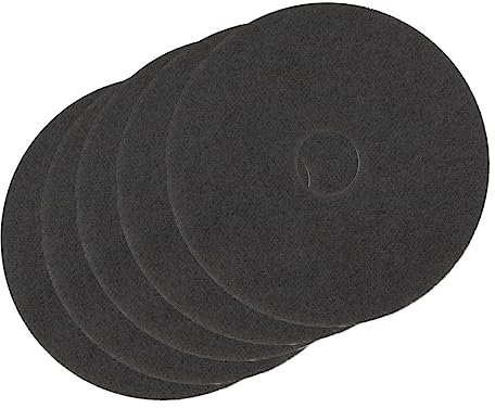 HIAKDOFT Lot De 5 Tampons De Nettoyage Polissage Noirs 17 Pouces Pour Machines à Laver Le Sol Tapis De Nettoyage De Sol En Microfibre Solide Nettoyant Pour Marbre Et Pierre