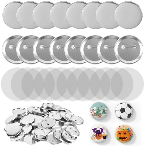 100 pièces de boutons à fabriquer soi-même, boutons bruts de 58 mm, boutons pour badges, boutons en métal à personnaliser, ensemble de boutons vierges à personnaliser pour insignes et épingles de