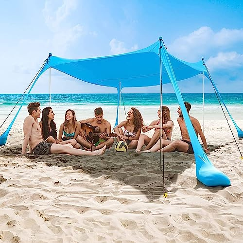 Tende da spiaggia con protezione UPF50, tende da spiaggia portatili, tende da sole familiari facili da installare per spiaggia, campeggio, pesca e avventure all'aria aperta