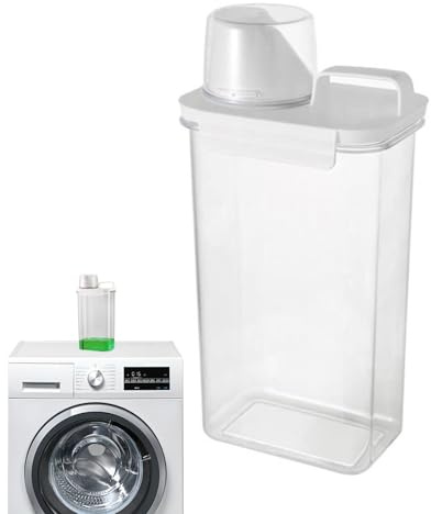 Dispensador De Detergente Para Ropa, Dispensador Hermético De Detergente Con Escala De Taza Medidora, Tanque De Almacenamiento De Detergentes A Prueba De Humedad Para Suavizante, Blanqueador, Polvo