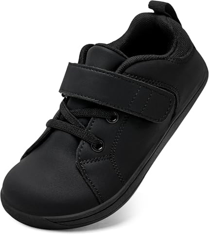 IceUnicorn Kids Barefoot Shoes Wide Boys Girls Trainers Minimalist Trail Running School Sneaker(Pure Black, 9.5 UK Child Wide)