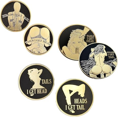 GUUZETU Moneta per Coppie birichine: se esce Testa, se esce Croce, se esce Croce | Moneta Divertente per Adulti, per Appuntamenti e Feste | Regalo scherzoso e impertinente per Uomini e Donne (all)