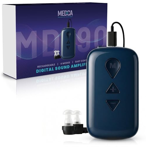 Rechargeable Hearing Amplifier - Digital High-Volume Control, Noise Reduction, 16-Channel, 120H Battery, USB-C Charging - Lightweight, Comfortable Sound Amplifier Listening Device for Adults & Seniors