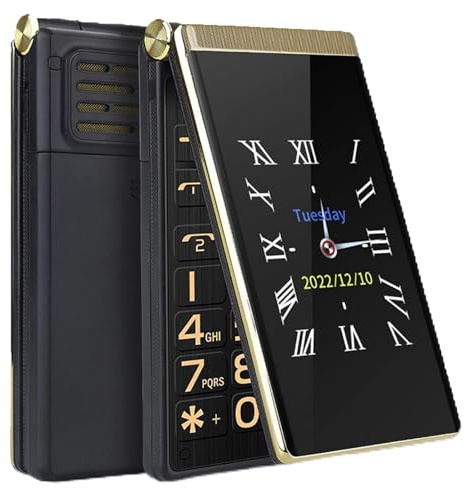 Senior Flip Phone - 2.8in Large Font Display, 2G Big Button Unlocked Cell Phone, LED Flashlight, Camera, Loud Speaker, Dual SIM, SOS, MP3/MP4, FM Radio,Gold