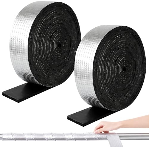 2 rotoli di schiuma isolante per tubi di riscaldamento, condotto isolante, 10 m x 5 cm, autoadesivo, isolante per avvolgere tubi di riscaldamento, avvolgimento di tubi e nastro isolante