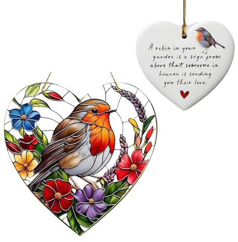 2Pcs Robin Gifts, Robin Garden Ornaments Outdoor, Robin Ornaments for Garden Suitable for Living Room, Window and Outdoors Decoration, Robin Gifts for Women Memorial Robin Gifts