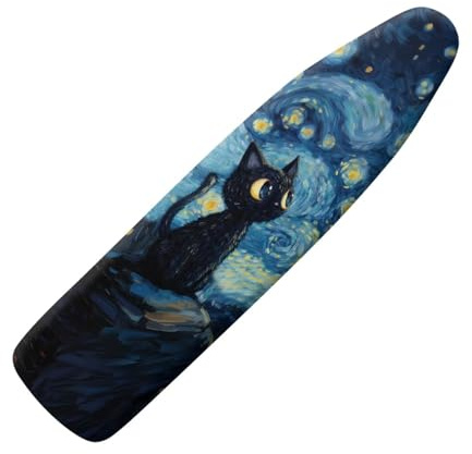 Xoenoiee BlackCat Starry Night Print Ironing Board Cover Scorch Resistant Non-Slip Ironing Board Covers with Hook and Loop for Home Laundry, Size M