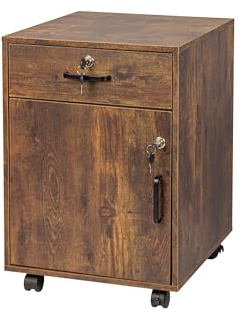 Relaxdays Rollcontainer, Schublade & Türfach, HxBxT: 57 x 40 x 40 cm, abschließbar, Aktenschrank auf Rollen, Farbwahl | HBT: 57 x 40 x 40 cm, abschließbar, Aktenschrank auf Rollen