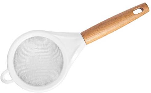 Beavorty Colador de Harina para Hornear con Cedazo de Malla Fina, Mango de Madera de Haya, Colador Pequeño para Cocina y Filtrado, Utensilio Resistente y Versátil para Repostería