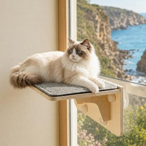 Hamaca para gatos, tumbona para ventana, madera para gatos
