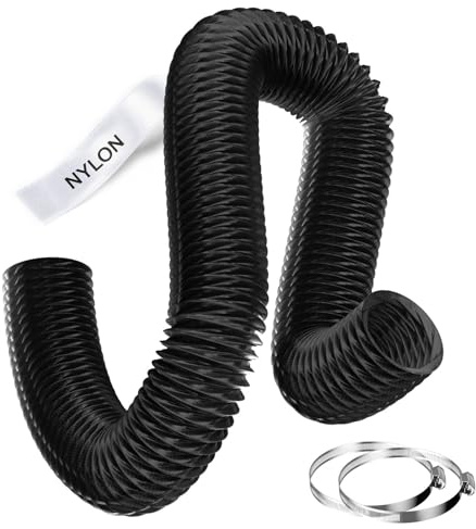 Divalune 75 mm Heat Resistant Air Duct System, 3 m, nylontyg ventilation kanal med 2 klämmor, flexibel, flexibel och användbar för ventilation, avsändning, varmluft och värmare kanalisering