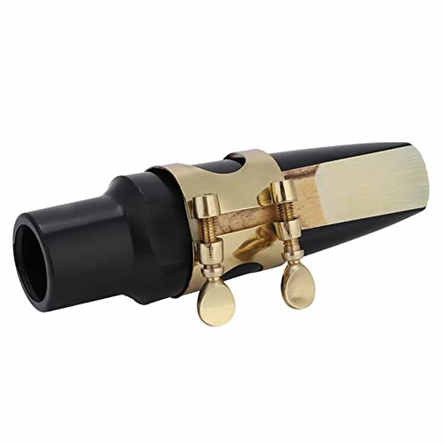 Walfront Ensemble d'embouts de Saxophone Ténor, Embout de Saxophone en ABS avec Coussinets d'anches et Boucle en Métal, Accessoire Portable Léger de 10,5 Cm pour la Pratique et la Performance des