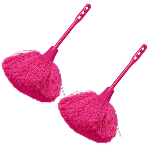 Abaodam 2 Pezzi Spolverino Elettrostatico in Fibra Rosa con Manico Antiscivolo, Portatile, per Auto e Angoli Difficili, Pulizia Casa e Ufficio
