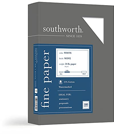 Southworth 404C 25% Cotton Business Paper White 24 lbs. Wove 8-1/2 x 11 500/Box FSC