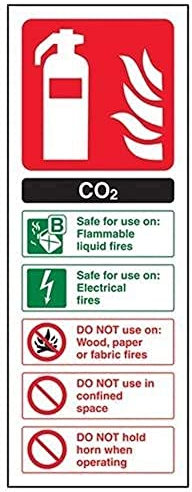 V Safety Co2 Id Fire Extinguisher Sign - Portrait - 75mm X 200mm - 1mm Rigid Plastic