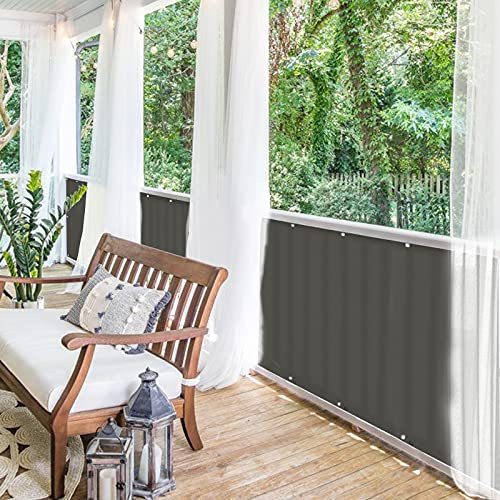 BALCONIO Balkon Sichtschutz wasserabweisend Balkonbespannung Balkonabdeckung für Balkon Terrasse aus Polyester-Dunkelgrau-550 x 85 cm