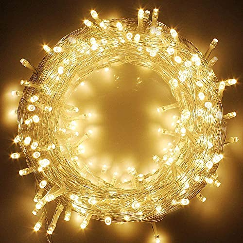 ANKOUJA LED Lichterkette Innen Außen, Lichterkette Warmweiß Kugel Strombetrieben 200 Lichterkette für Garten Weihnachten Hochzeit Weihnachtsbaum Beleuchtung mit 8 Modi (20M)