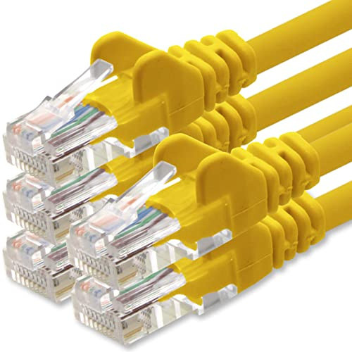 1aTTack.de Câble Réseau Cat6 Cat 6-5x 10m - RJ45 Ethernet LAN DSL Routeur Modem - Jaune