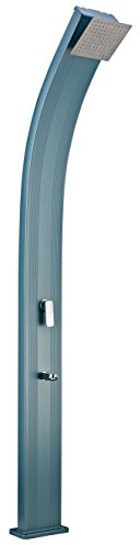 Steinbach Solardusche Slim Line Deluxe – 049047 – Blau-silberne Gartendusche mit 24 l Aluminiumtank und selbstentkalkendem Duschkopf – 2,25 m hoch